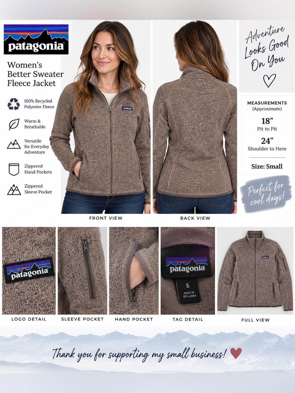 Patagonia Better Sweater Full Zip Fleece Jacket Women’s Small Purple Heather